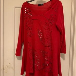 Red Embellished Top